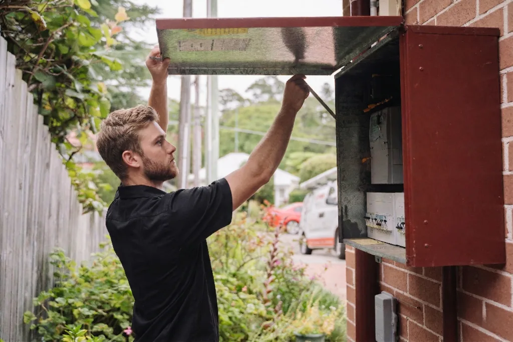 Electrician installing downlights in a Hillsdale home